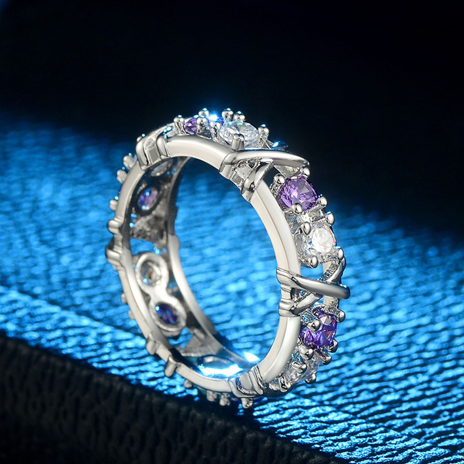 BAGUE - ANNEAU Bague de luxe en alliage, 1 ensemble de bagues de style